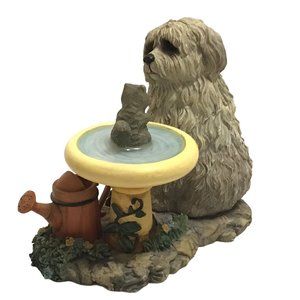 Lou Rankin Friendly Advice Special Collectibles Sheepdog Dog Birdbath Figure